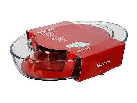 Lot de 2 Plats Culinaires en Verre "Ovales" 35cm Transparent