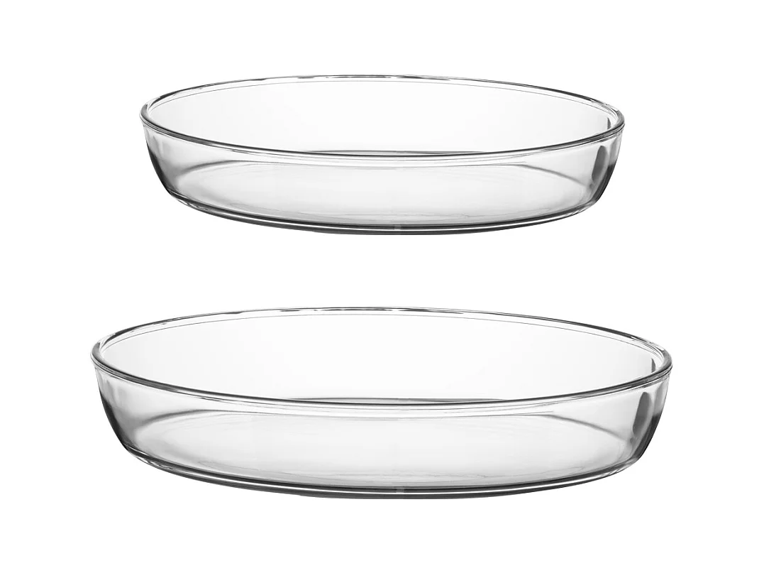 Set van 2 ovale glazen schalen voor oven en magnetron