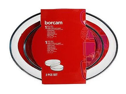 Lot de 2 Plats Culinaires en Verre "Ovales" 35cm Transparent