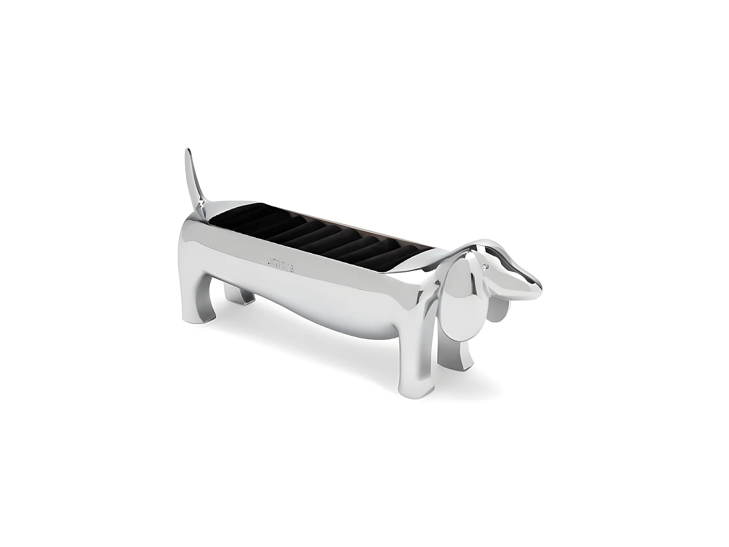 Porta anillos de zinc de perro salchicha