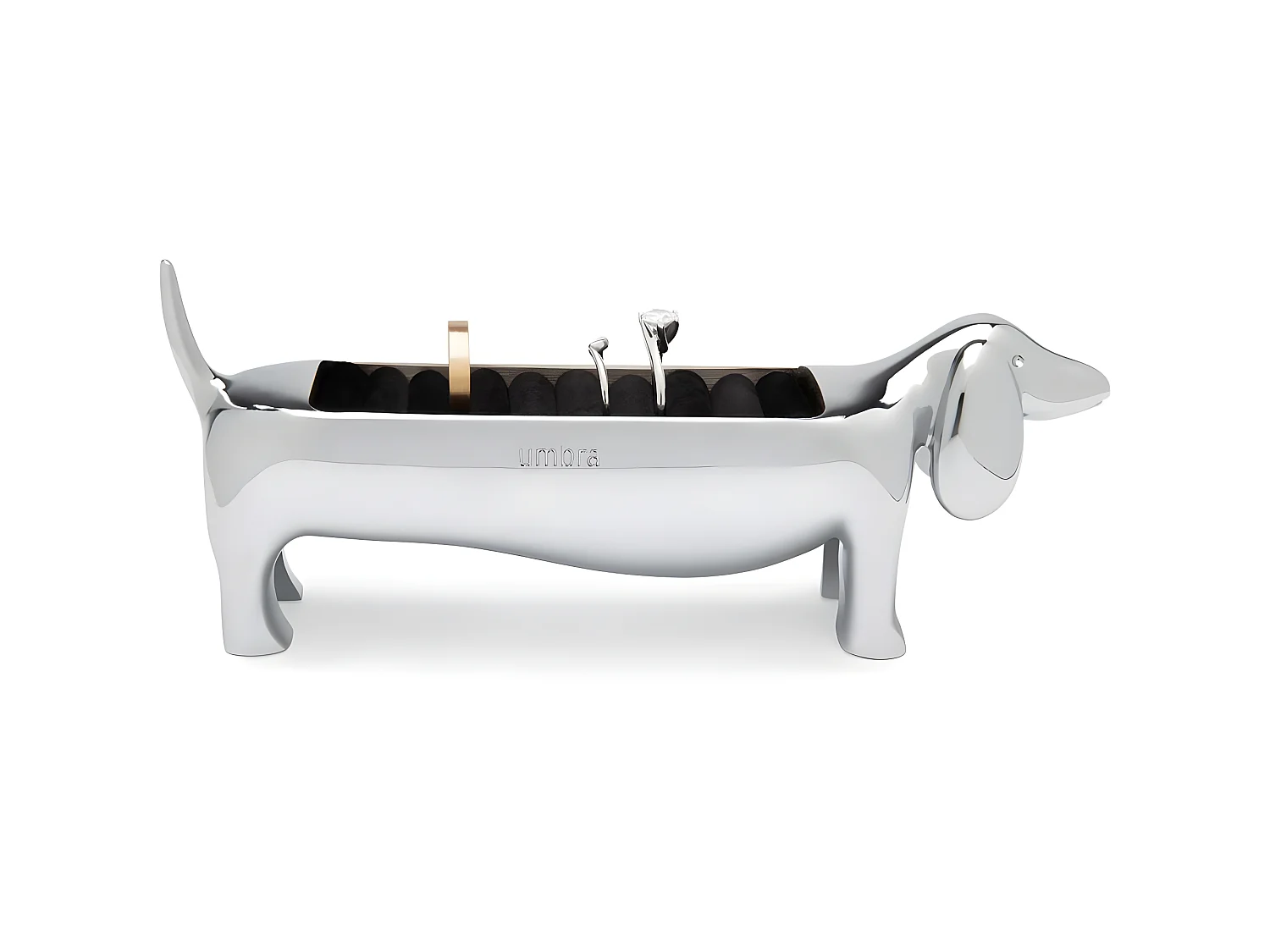 Porta anillos de zinc de perro salchicha