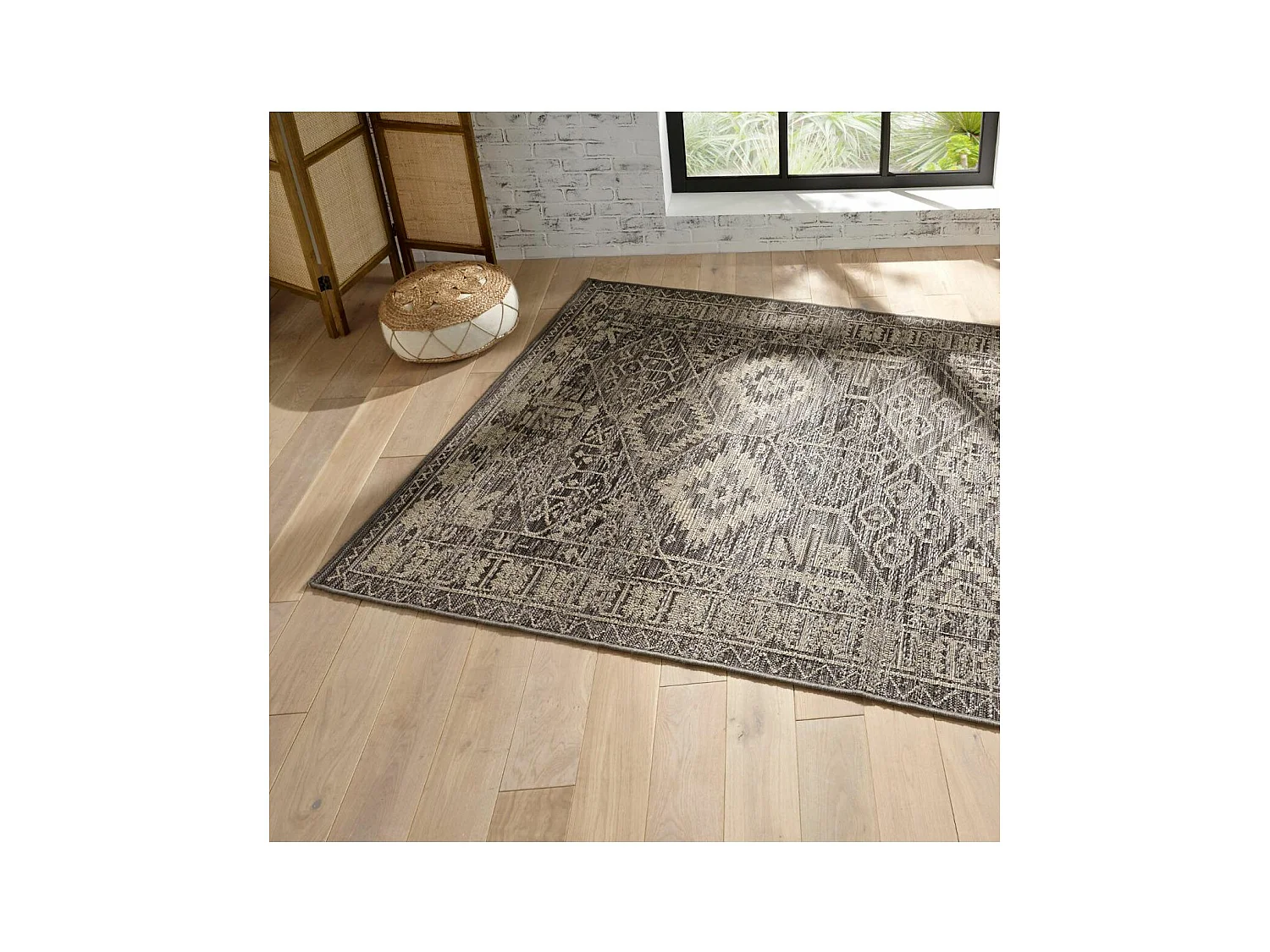 Tapis pour extérieur ou intérieur en polypropylène Gris effet mat 160 x 230 cm