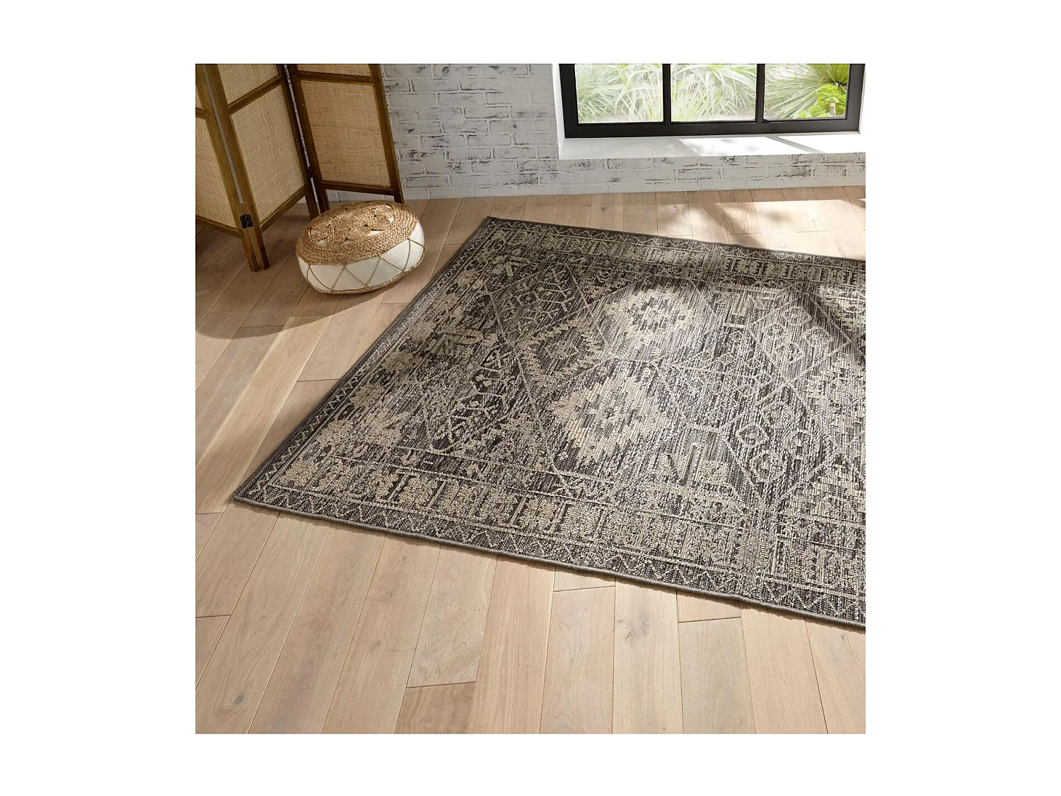 Tapis pour extérieur ou intérieur en polypropylène Gris effet mat 160 x 230 cm