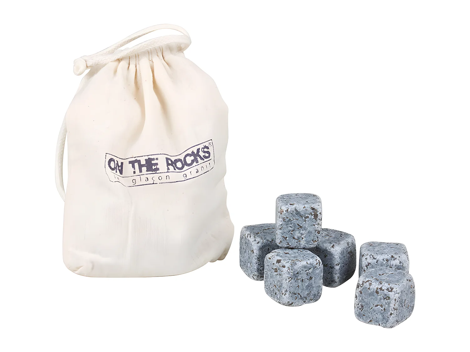 Sachet coton de 6 glaçons en granit