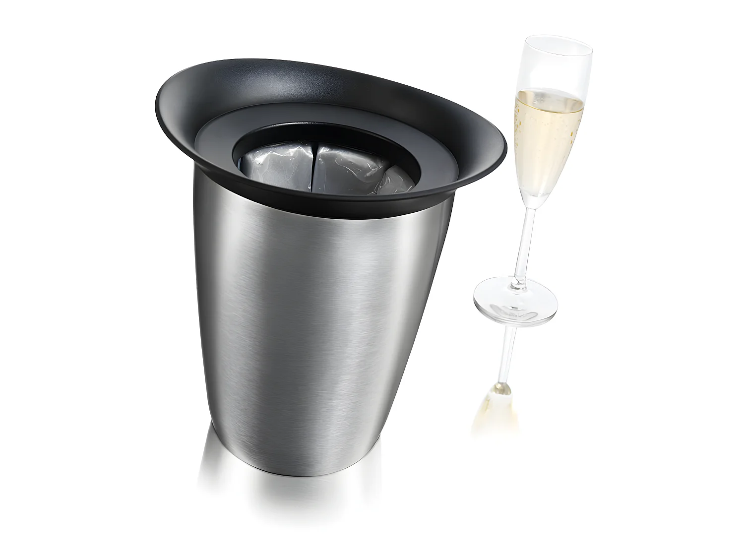 Seau à champagne en acier brosse