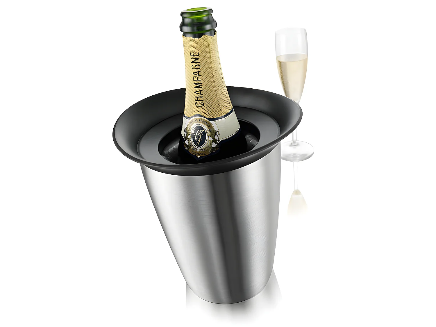 Seau à champagne en acier brosse