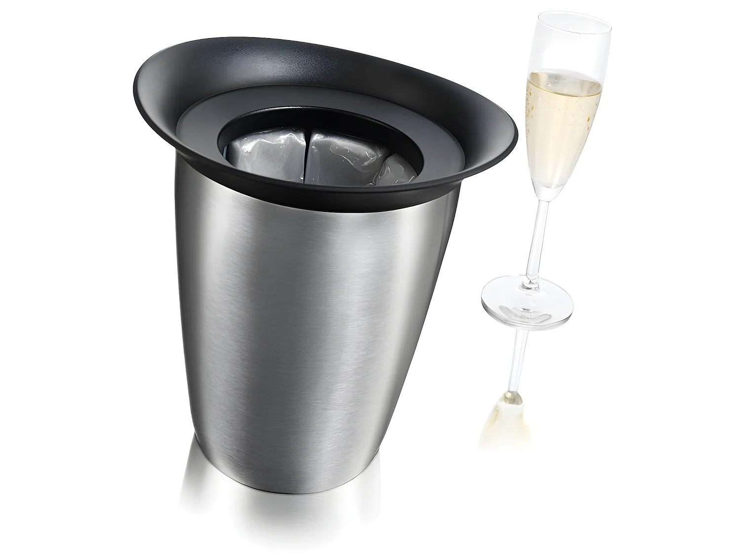Seau à champagne en acier brosse