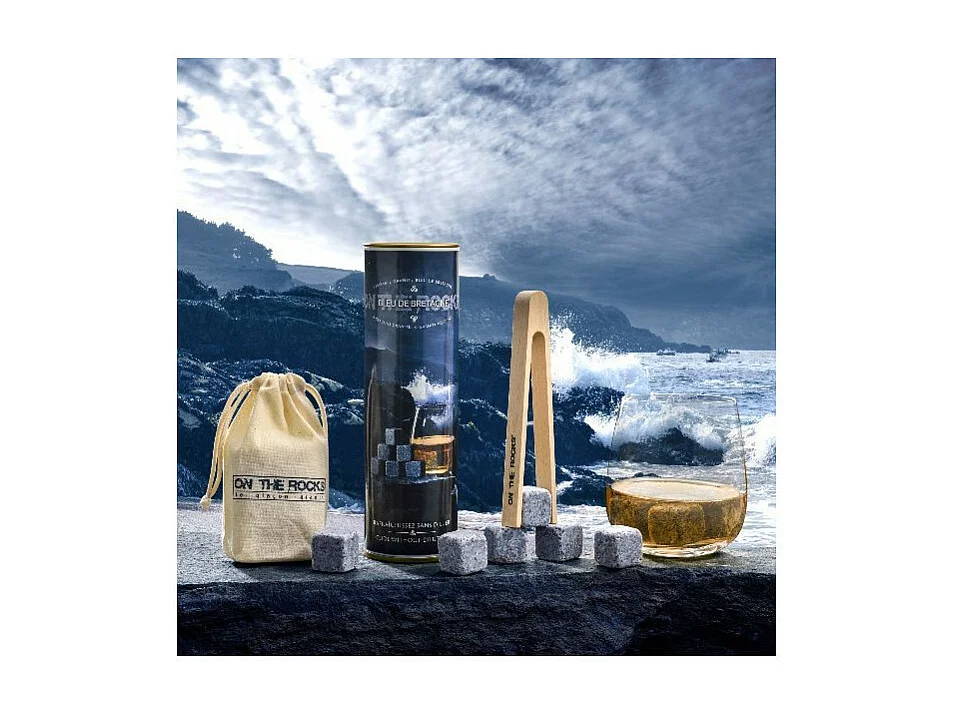 Coffret de 6 glaçons en granit bleu de Bretagne