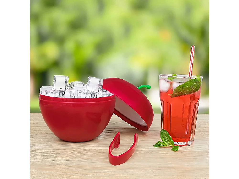 Seau à glaçons cerise avec pince