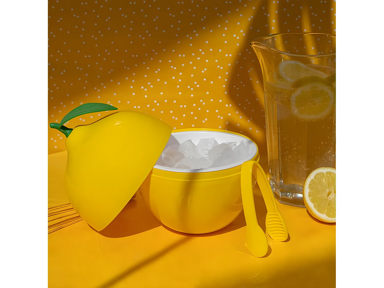 Seau à glaçons citron avec pince