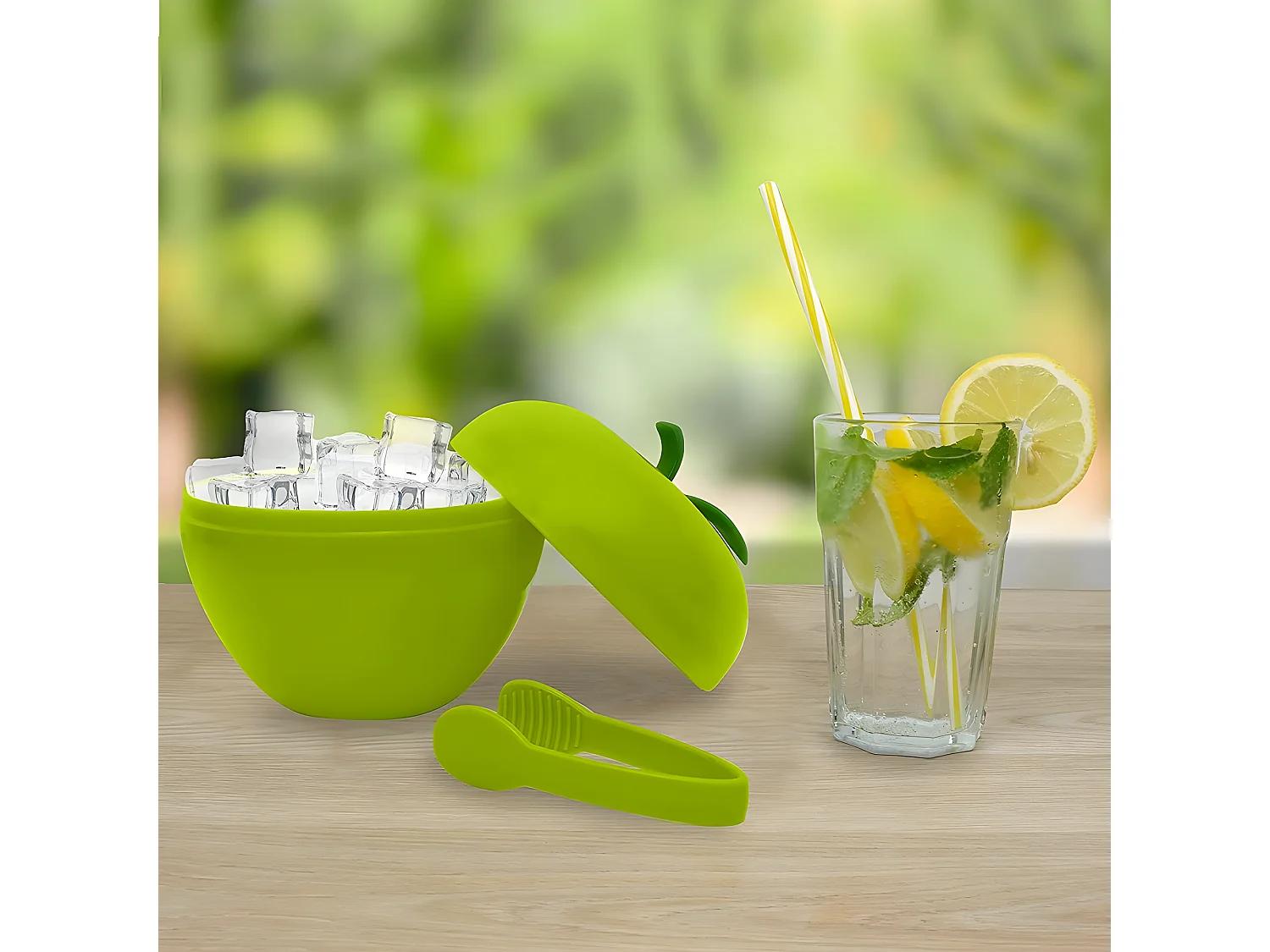 Seau à glaçons pomme avec pince