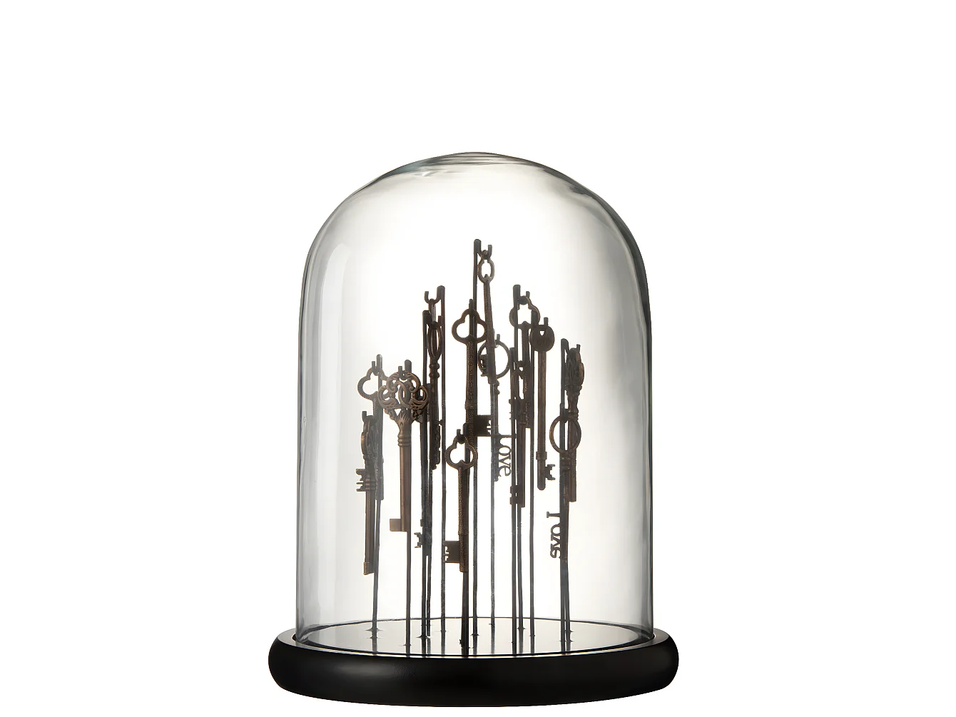 Cloche en Verre "Clés" 30cm Marron