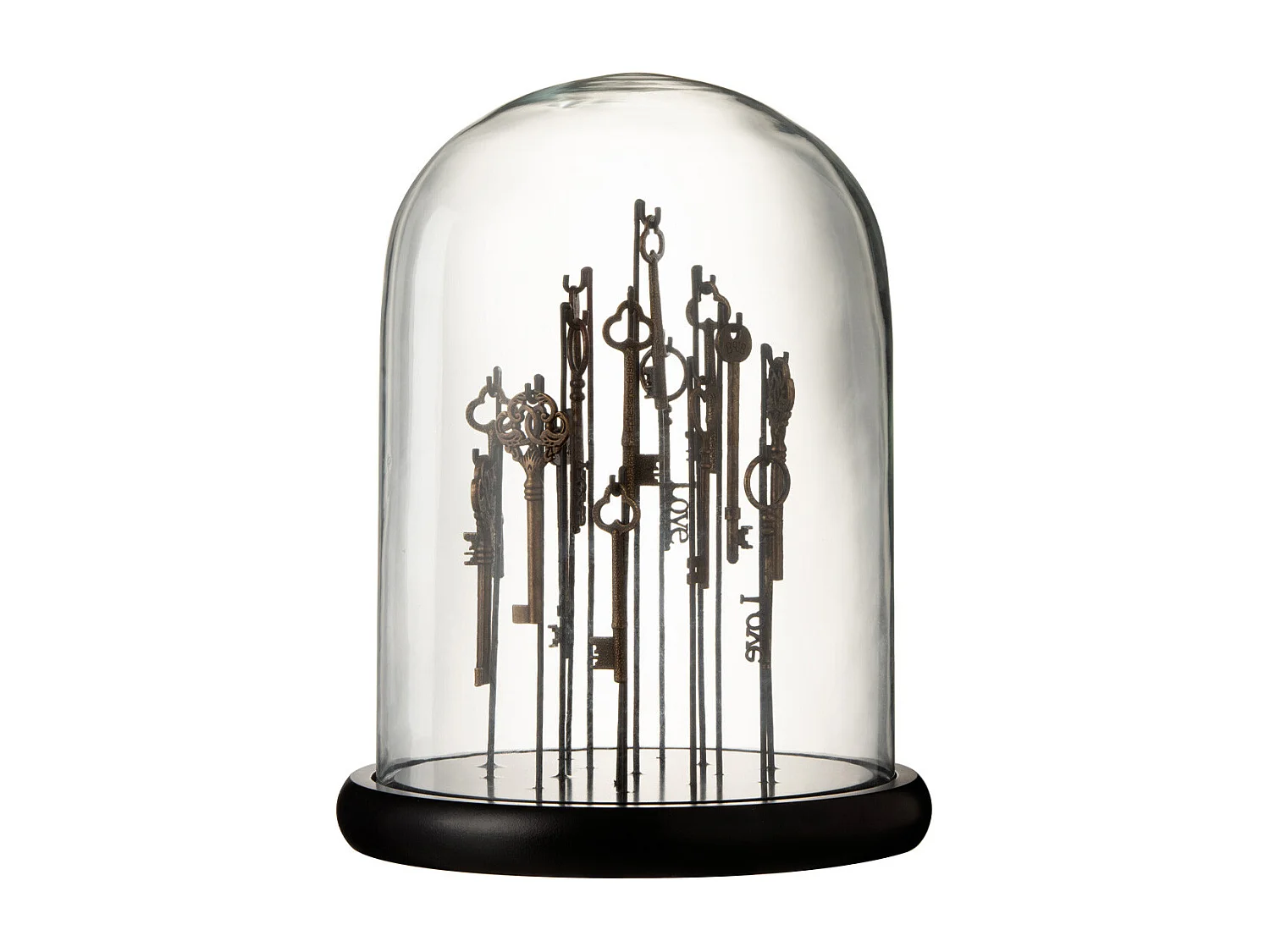 Cloche en Verre "Clés" 30cm Marron