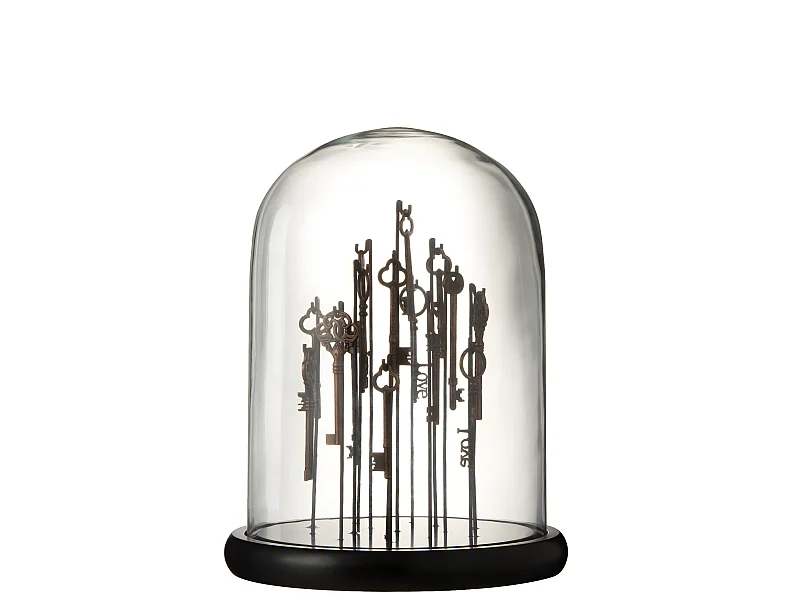 Cloche en Verre "Clés" 30cm Marron
