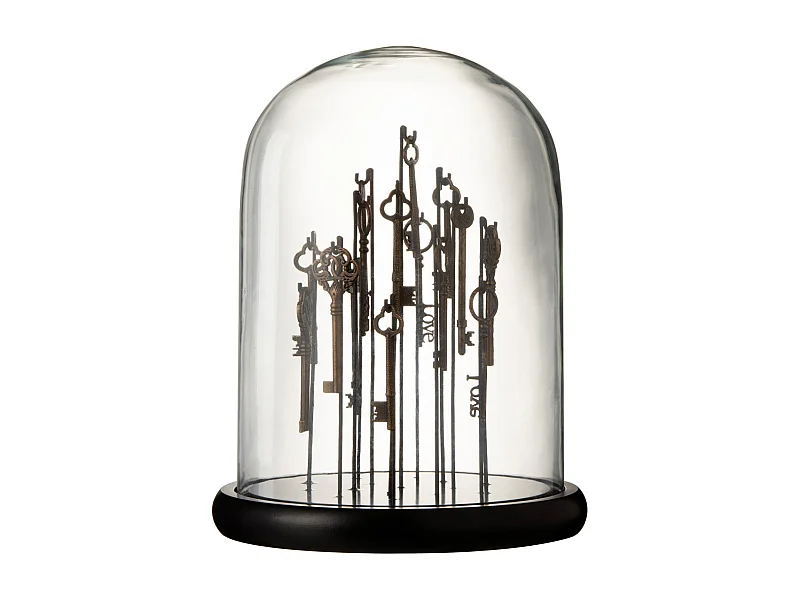 Cloche en Verre "Clés" 30cm Marron