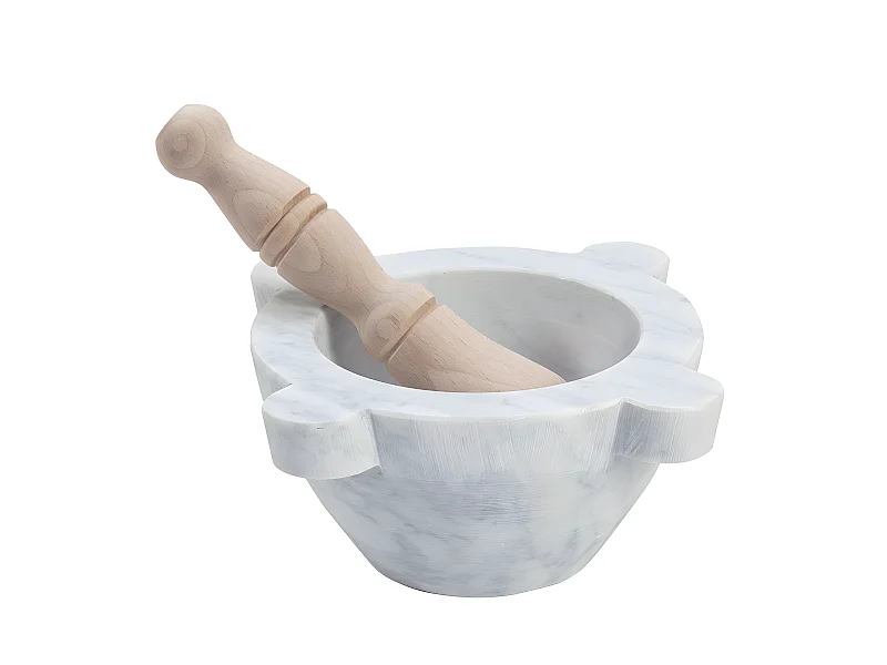 Mortier en marbre 18 cm avec pilon en bois
