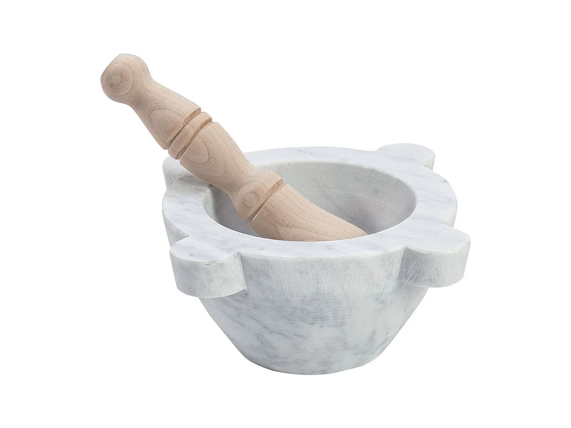 Mortier en marbre 20 cm avec pilon en bois