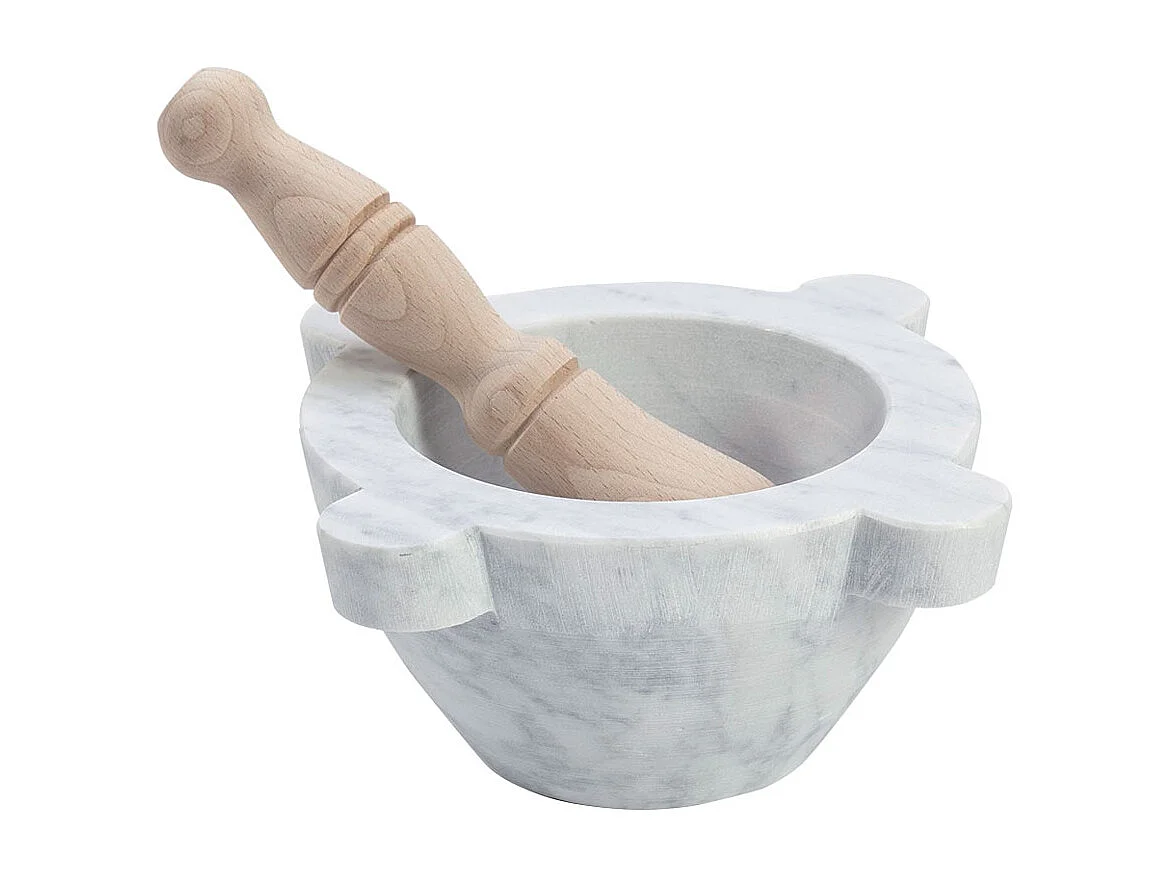 Mortier en marbre 20 cm avec pilon en bois