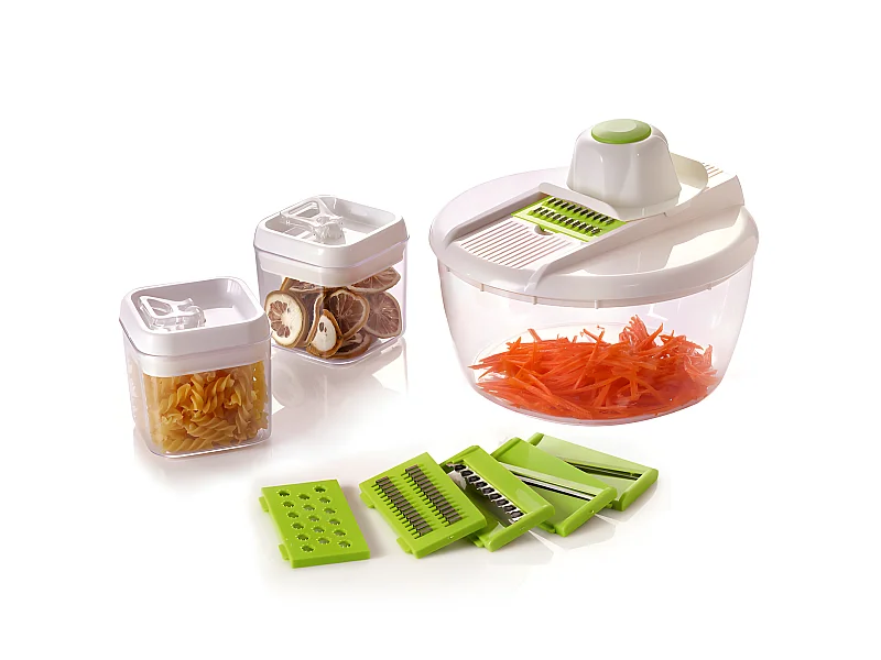 Trancheuse à légumes avec bol et ensemble de récipients de stockage