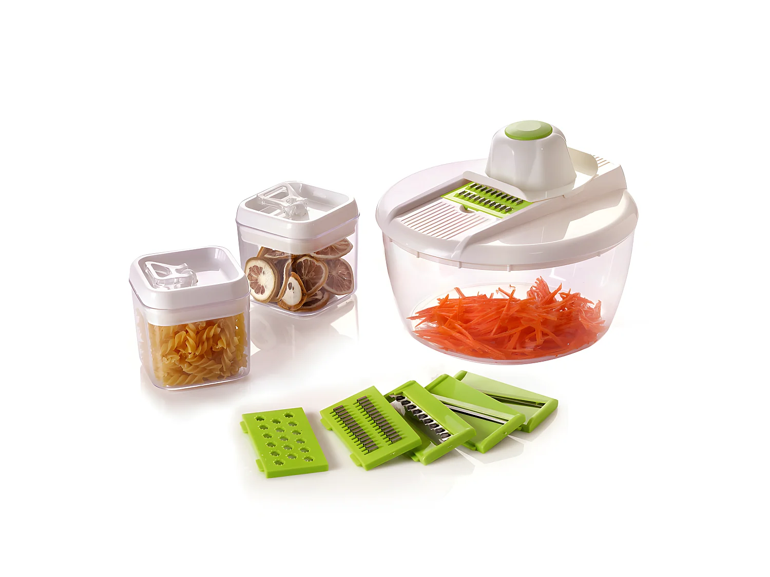 Trancheuse à légumes avec bol et ensemble de récipients de stockage