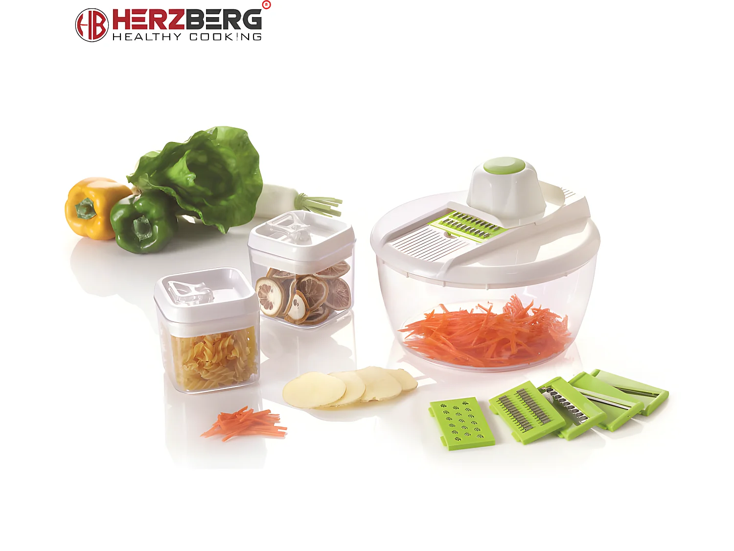 Trancheuse à légumes avec bol et ensemble de récipients de stockage