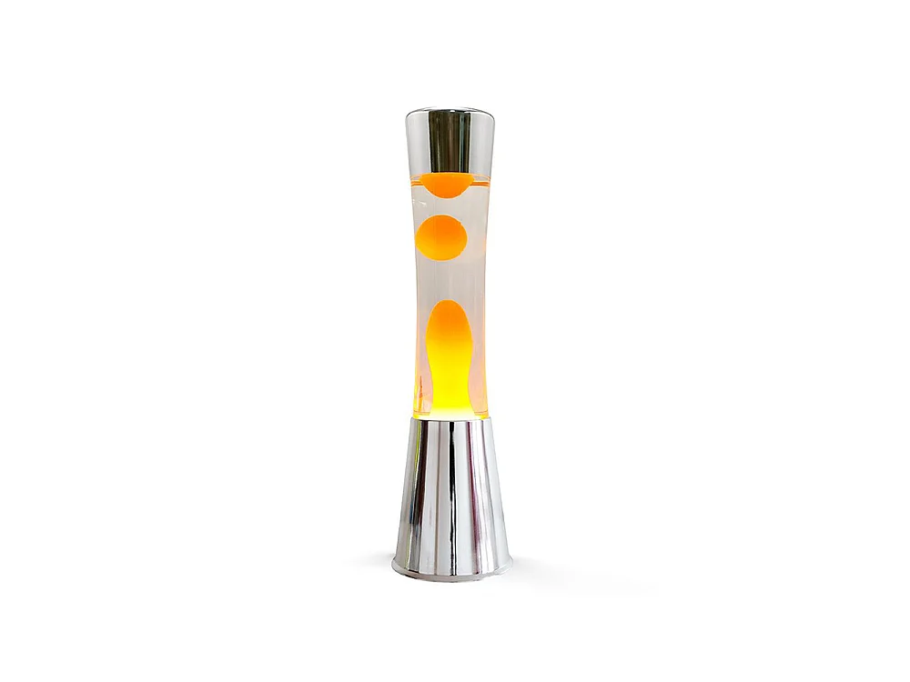Lampe lave silver 40 cm orange en métal argentée et verre