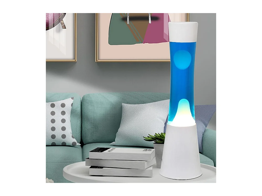 Lampe Lave 40 cm bleu/blanc