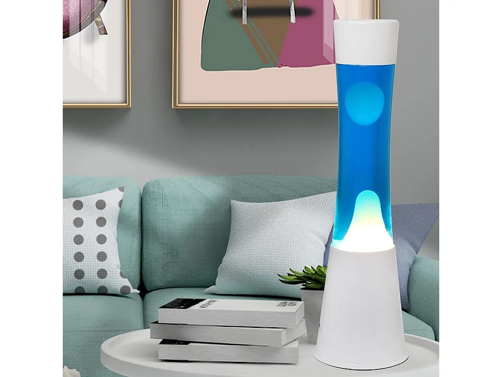 Lampe Lave 40 cm bleu/blanc