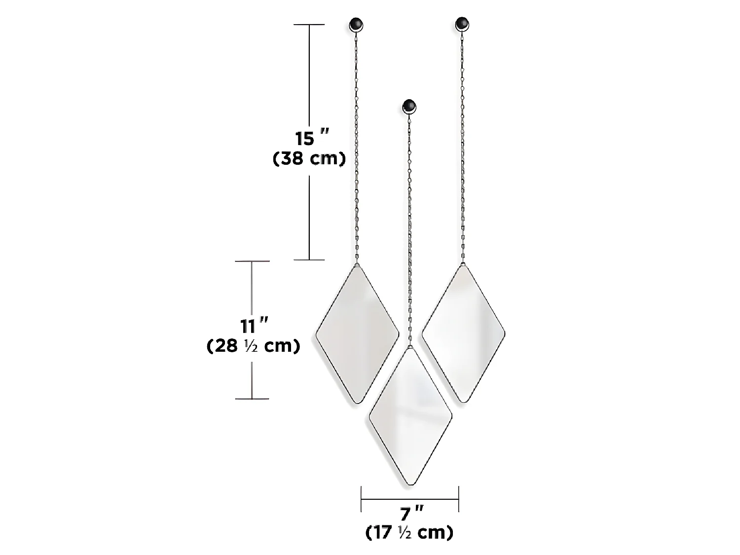 Jeu de 3 miroirs suspendus métal noir Dima