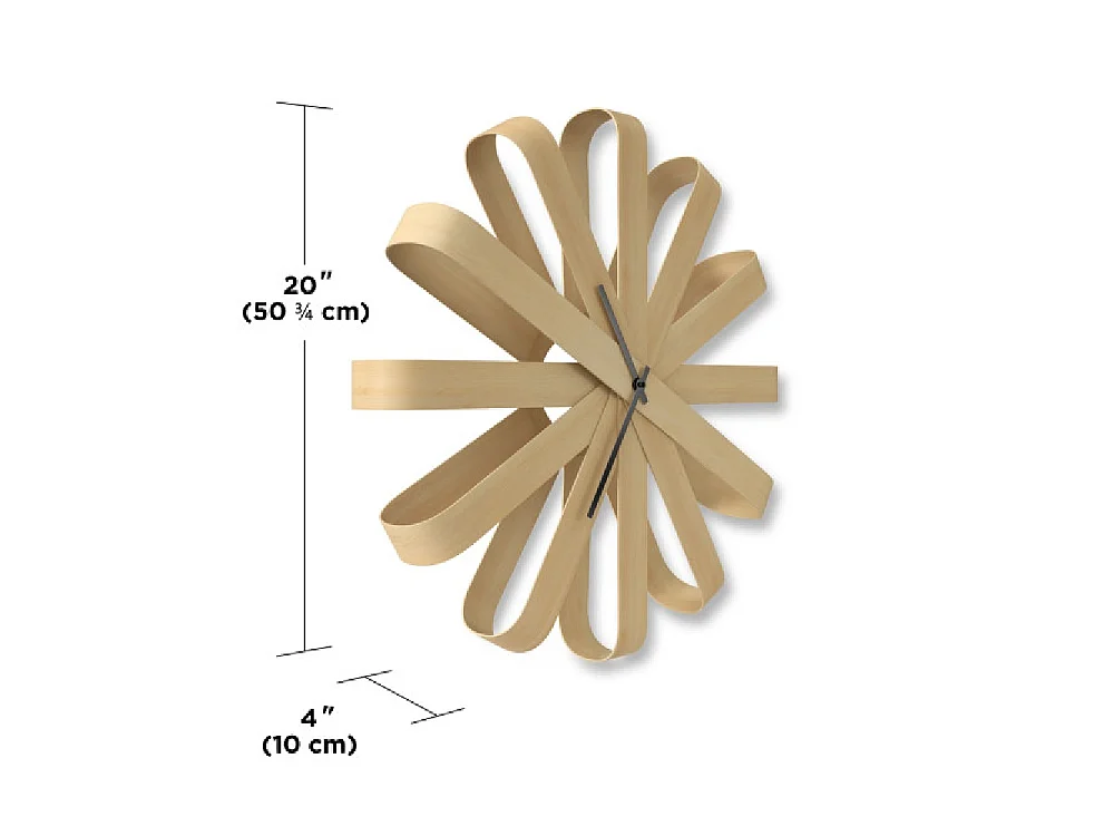Horloge murale en bois Ribbonwood coloris naturel D51cm