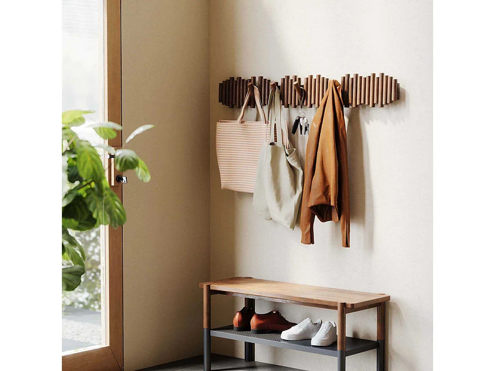 Portes manteaux en bois naturel 5 crochets Picket