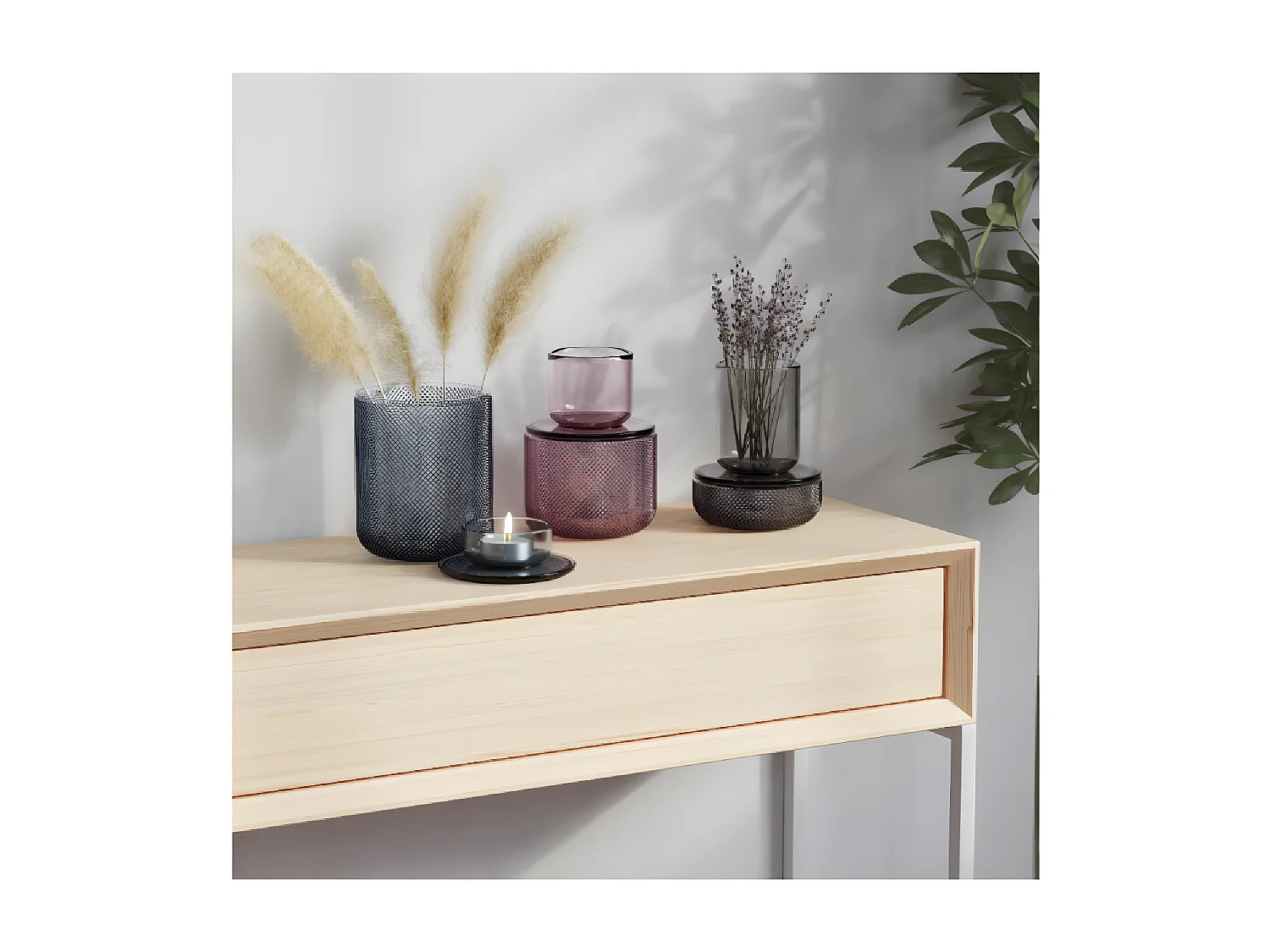 Pot en verre avec couvercle Allira fumé