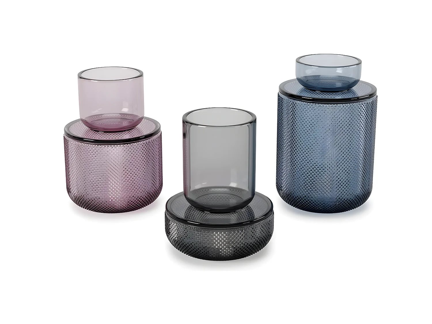 Pot en verre avec couvercle Allira fumé