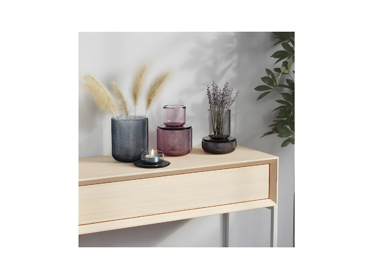 Pot en verre avec couvercle Allira violet