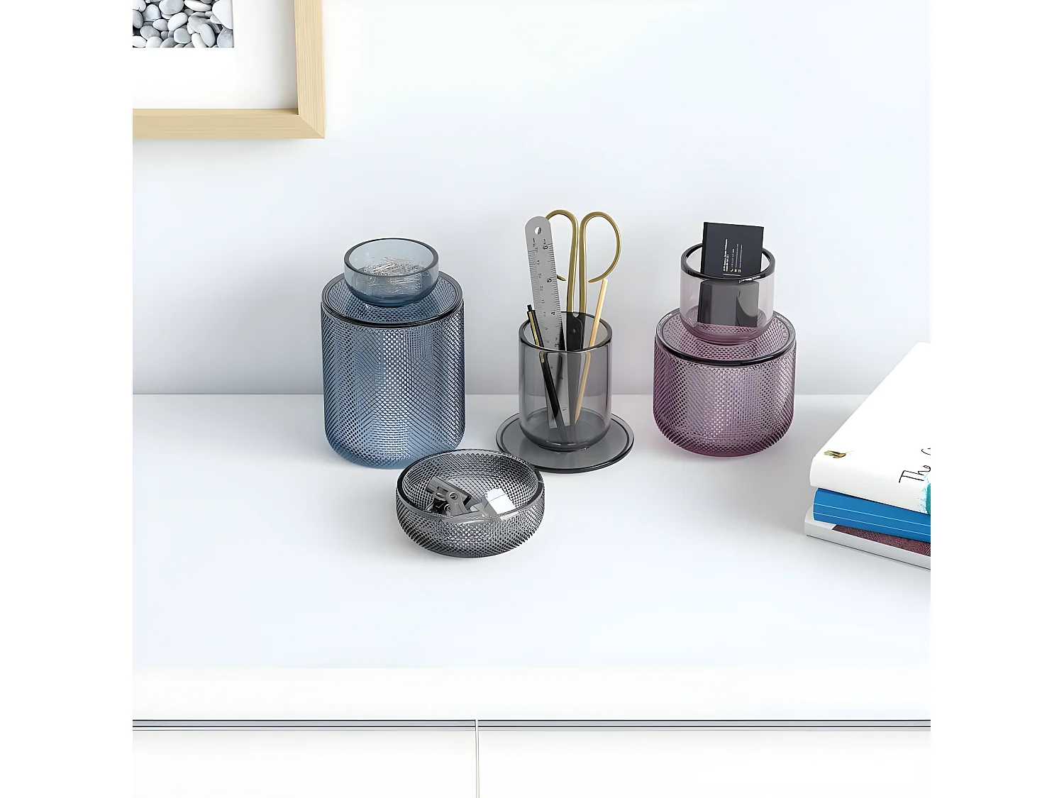 Pot en verre avec couvercle Allira violet