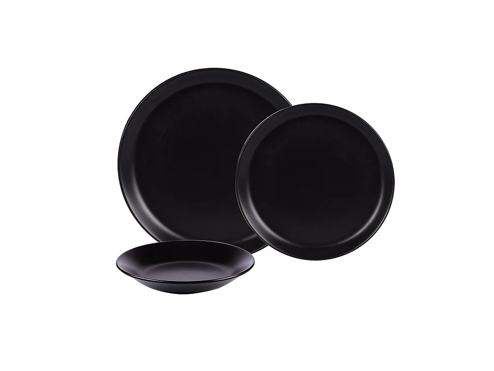 Service d'assiettes Itit noir 18 pièces