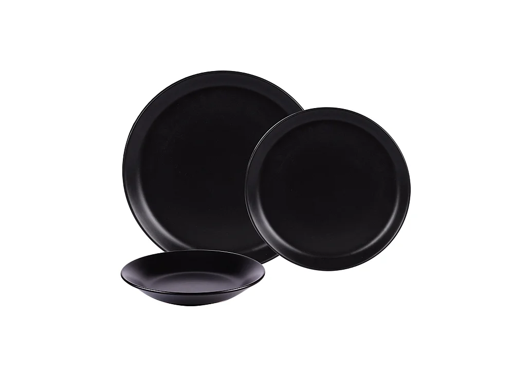 Service d'assiettes Itit noir 12 pièces