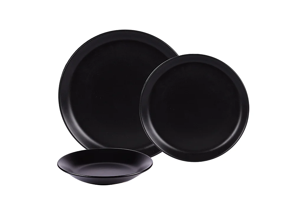 Service d'assiettes Itit noir 12 pièces