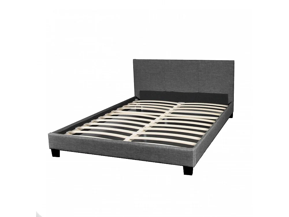 Lit DUBLIN 140x190 + 1 sommier / Gris foncé