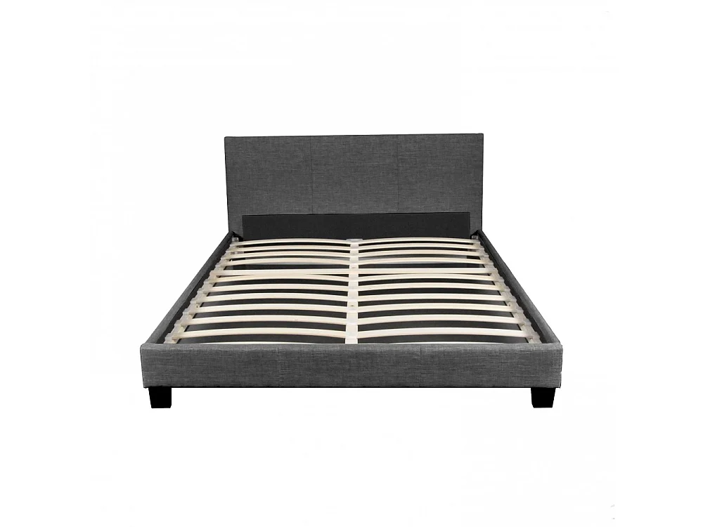 Lit DUBLIN 140x190 + 1 sommier / Gris foncé