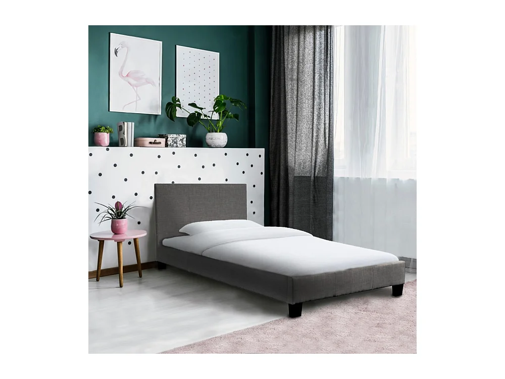 Lit DUBLIN 90x190 + 1 sommier / Gris foncé