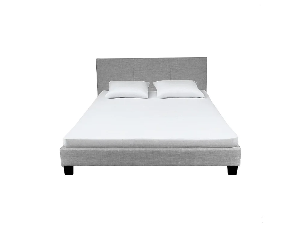 Lit DUBLIN 140x190 + 1 sommier / Gris clair
