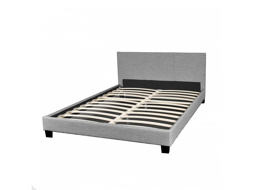 Lit DUBLIN 140x190 + 1 sommier / Gris clair