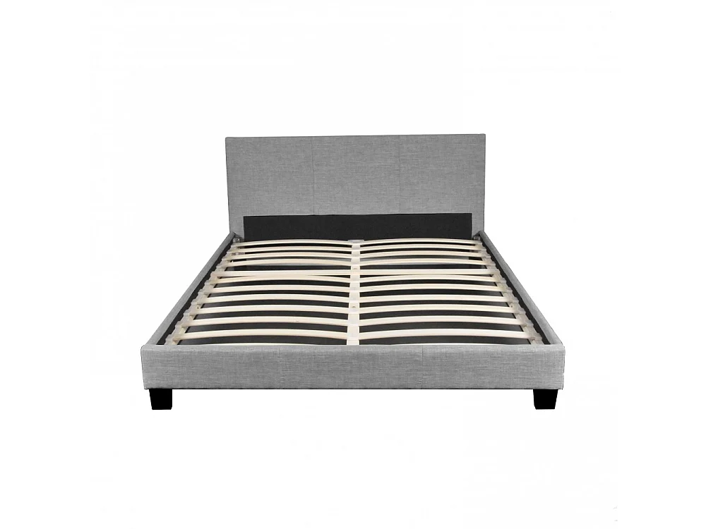 Lit DUBLIN 140x190 + 1 sommier / Gris clair