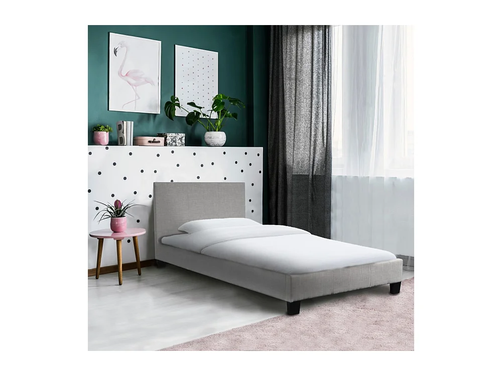 Lit DUBLIN 90x190 + 1 sommier / Gris clair