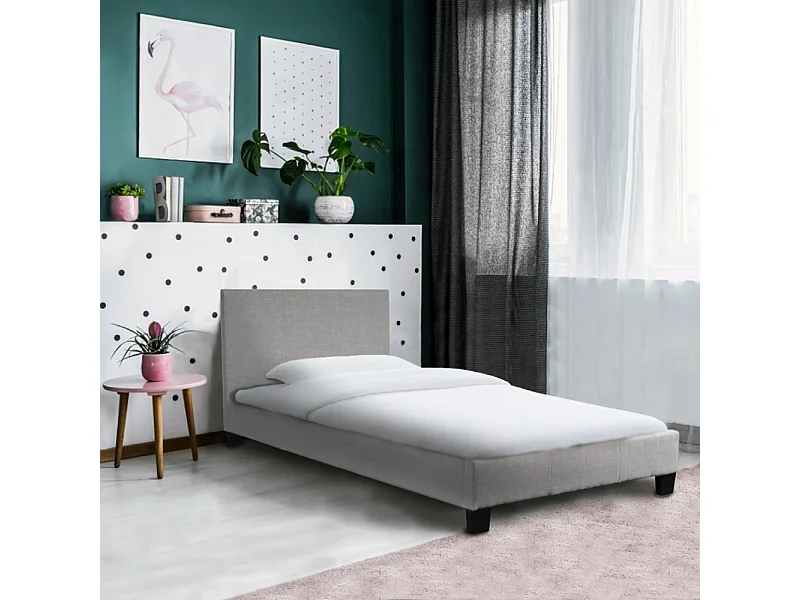 Lit DUBLIN 90x190 + 1 sommier / Gris clair