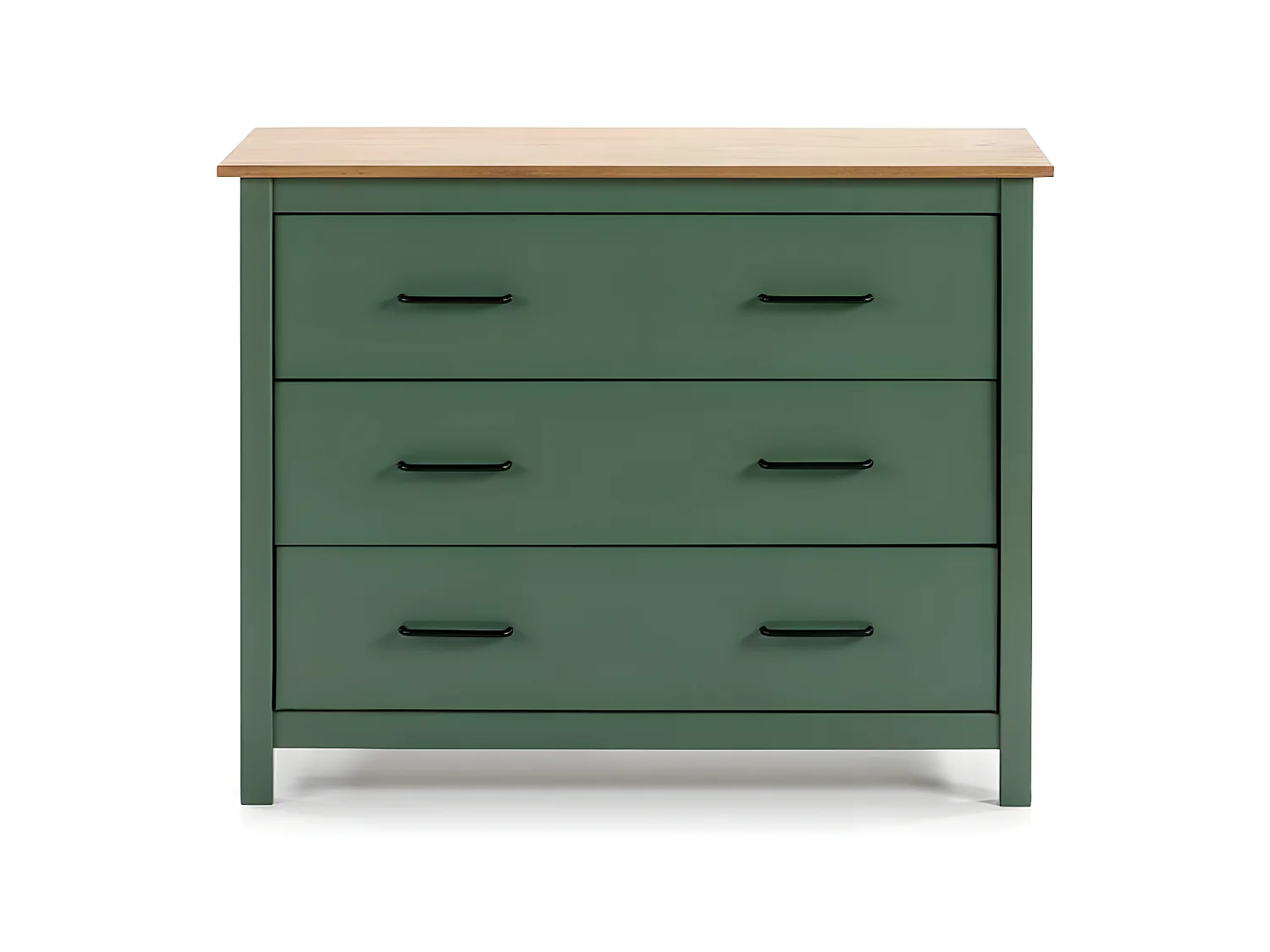 Commode 3 tiroirs Bois/Vert - DARANMI