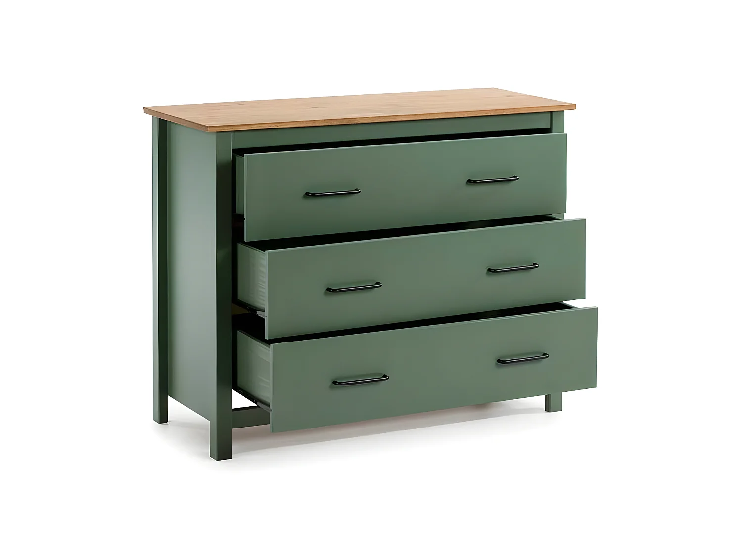 Commode 3 tiroirs Bois/Vert - DARANMI