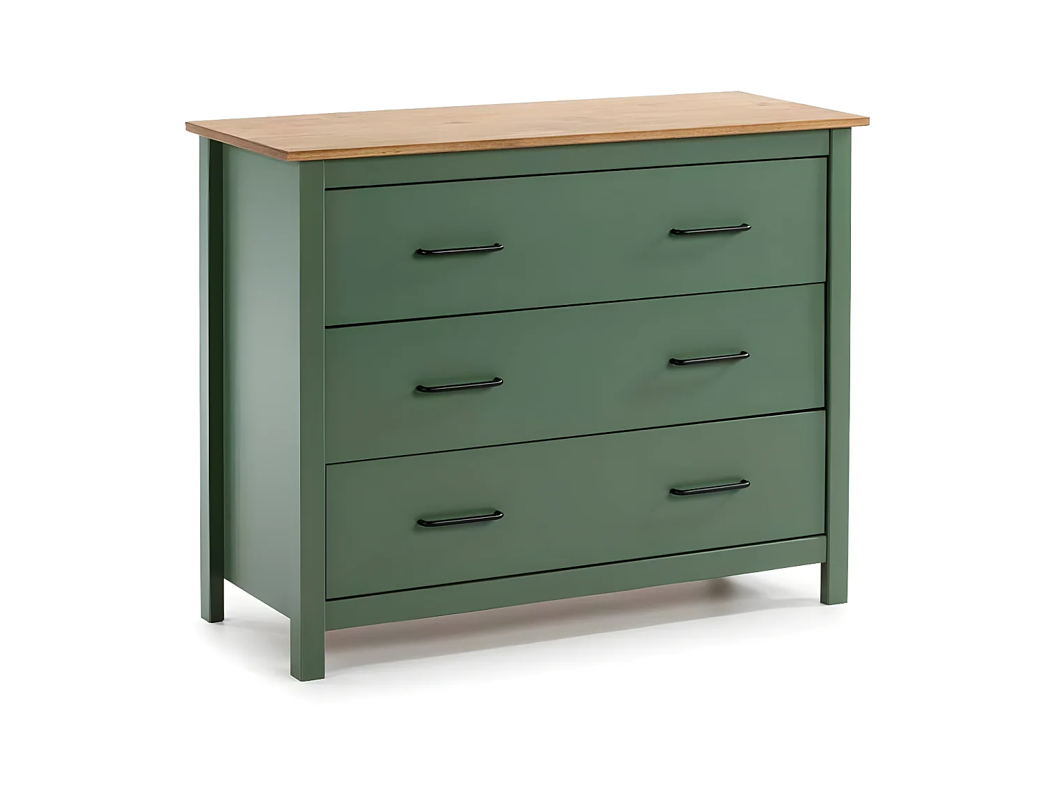 Commode 3 tiroirs Bois/Vert - DARANMI