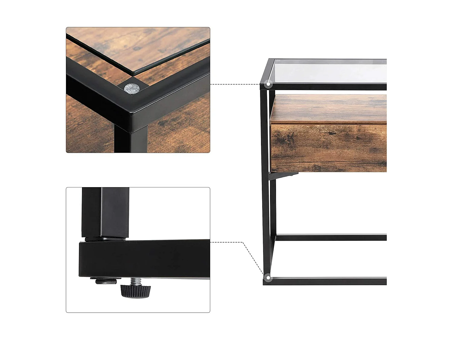 Table d'appoint table de verre 43 x 43 x 54 cm 12_0001030